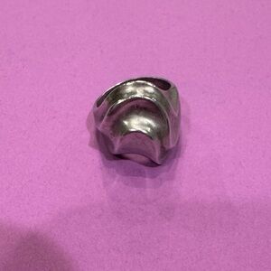 Sterling Silver Vintage Retro Ring Size 8 Wide Band TA-11 Scalloped Floral